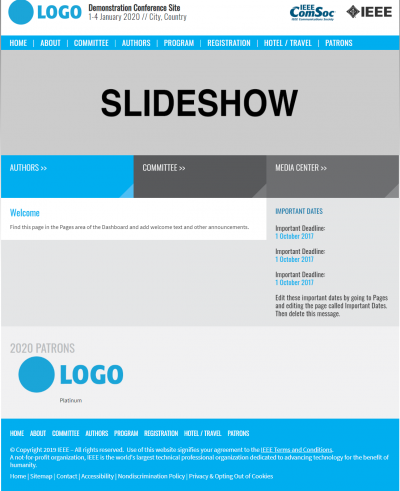 Example of the standard conference website template.