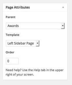 WordPress Page Attributes - Create the Child Pages